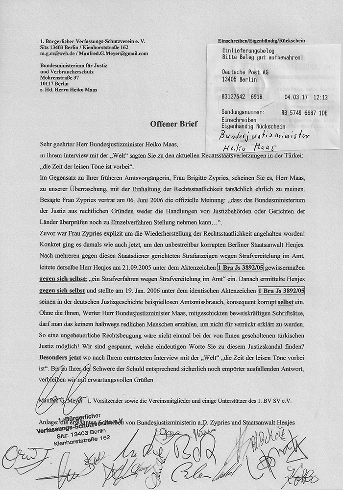 Offener Brief Heiko Mass
